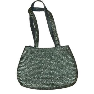 Elegant Green Woven Tote Bag